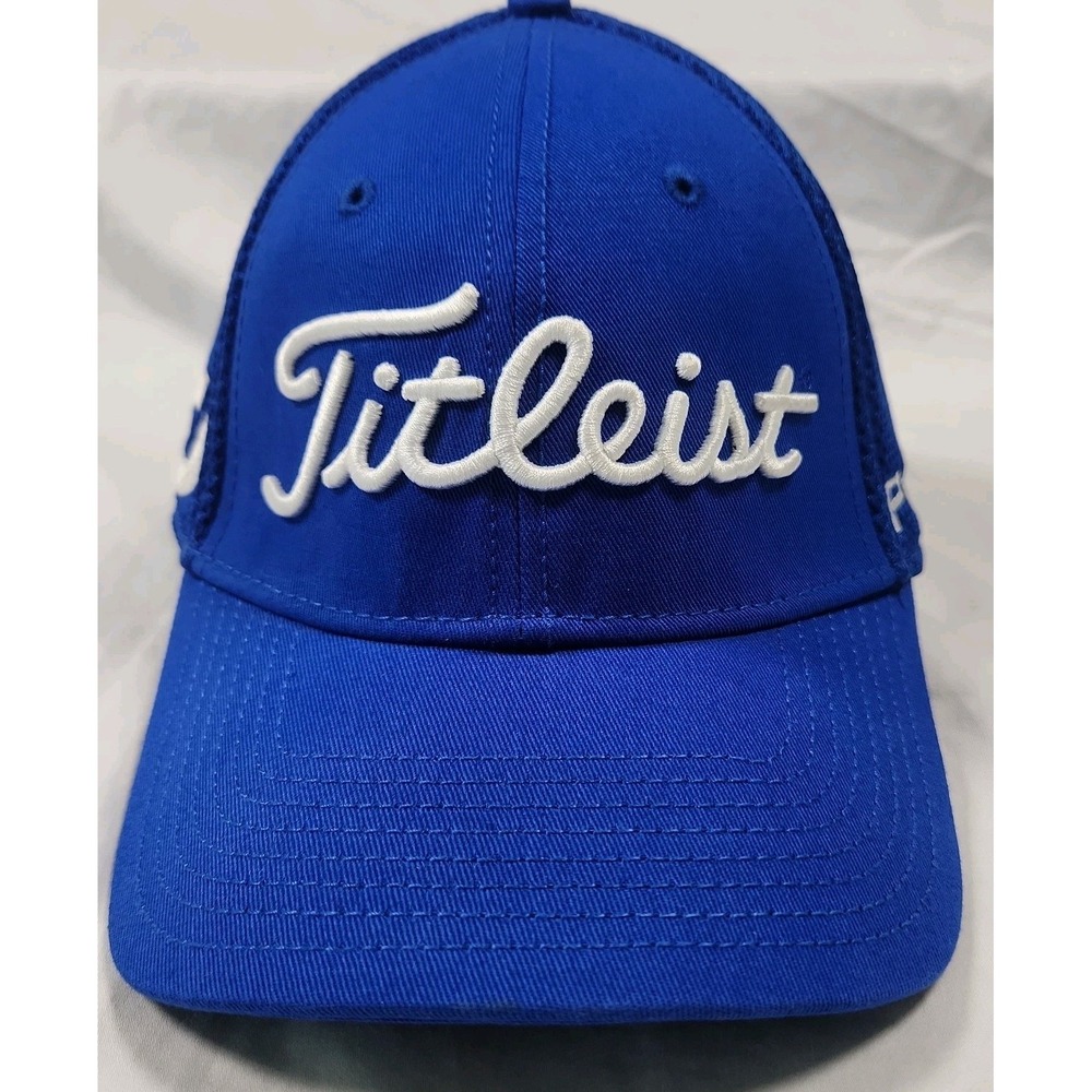 Titleist Hat Cap Fitted‎ Mens Small-Medium Blue Pro V1 Trucker Mesh Golf New Era